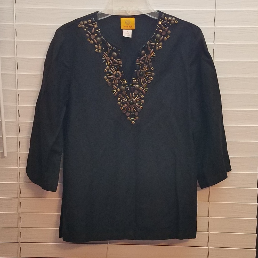 Ruby Rd. black embellished blouse top shirt